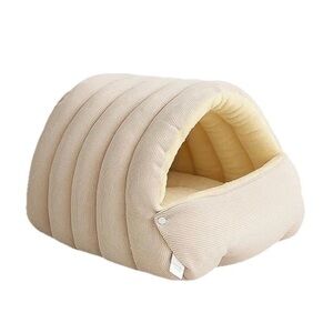 Pet Winter Cave Cozy Monster Cat Bed Warm Soft Plush Fleece Enclosed Pet House